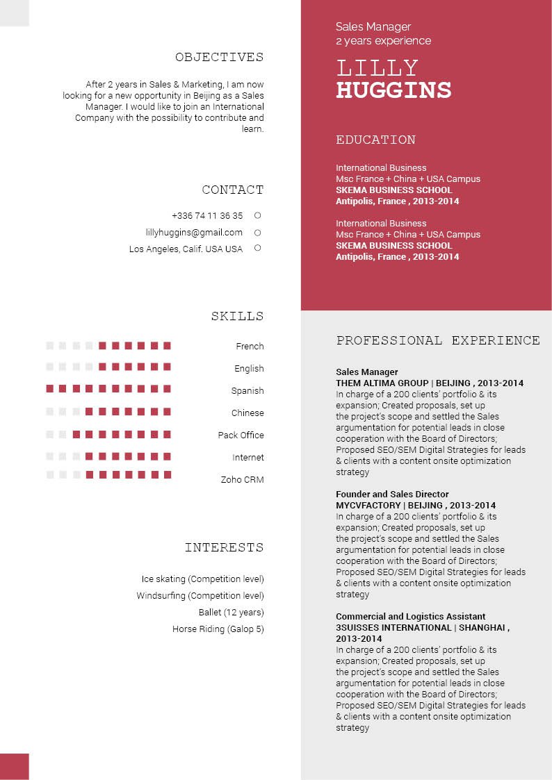 The formatting will surely impress your recruiter! Choose this Modern CV template!