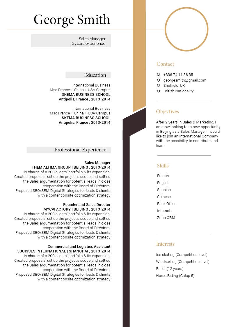 A modern cv format that provides your reader with the essnetial bits of information!