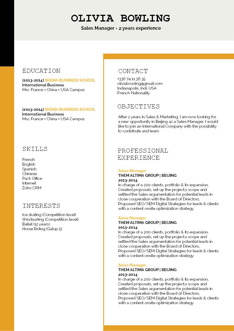 Great format and lay out -- one of the best resumes online out there!