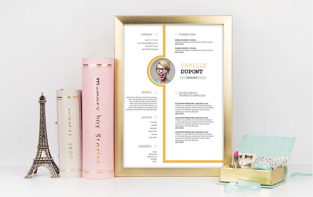 Mycvfactory-cv design-394.jpg Si vous voulez postuler dans un poste artistique: galleriste ou designer.