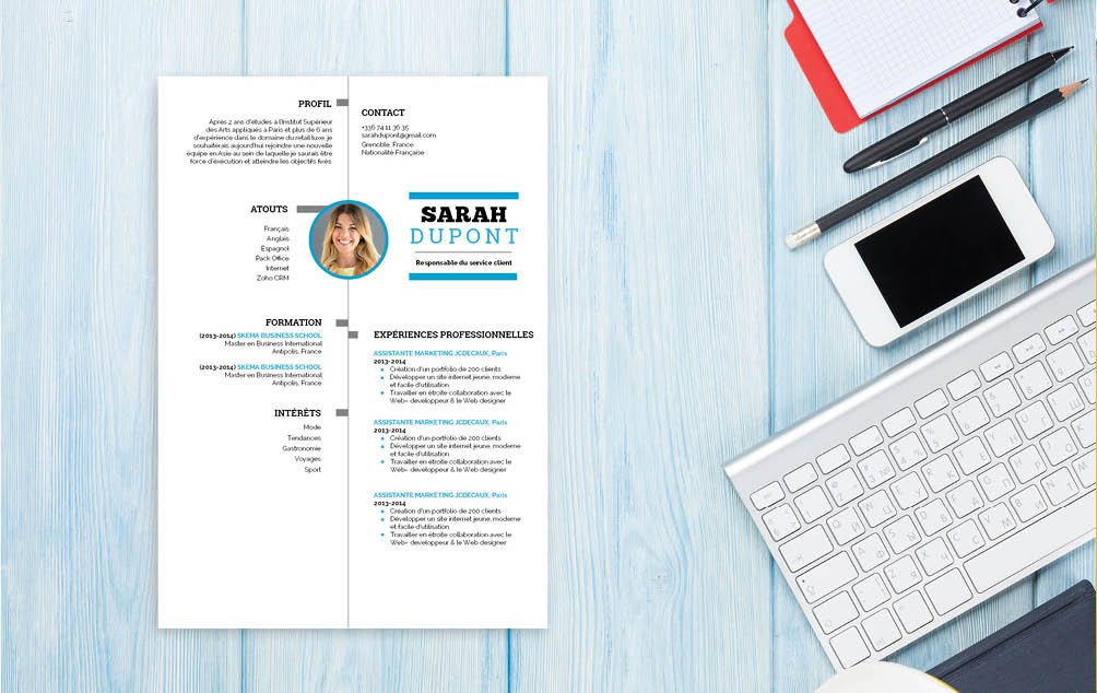 Mycvfactory-cv design-424 Le CV idéal pour postuler à un poste de conseiller client ou standardiste