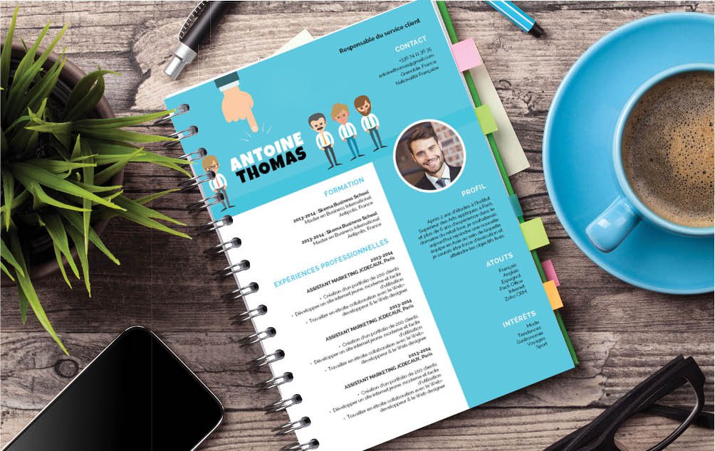 Mycvfactory-cv design-415 Ce CV devrait plaire aux jeunes cadres ou manager qui recherchent un modèle plein d’entrain.