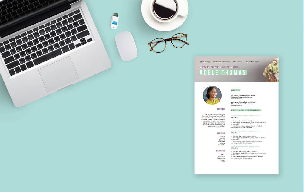 Mycvfactory-cv design-414 Un CV qui sait attirer l’œil rapidement. Un Cv beau et riche en couleurs.