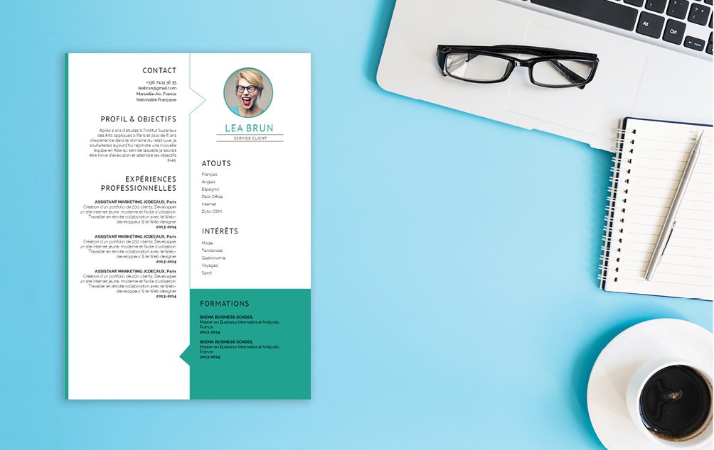Mycvfactory-cv design-381.jpg Ce cv saura séduire ceux qui travaillent dans les services ou l'accueil