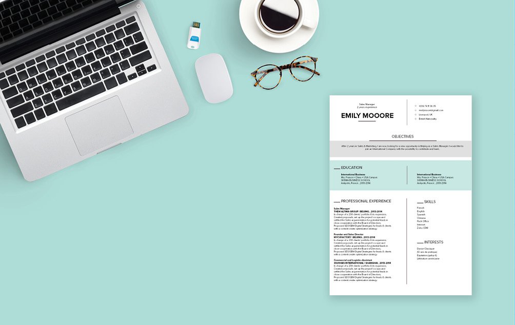 Clean and lightwight. The perfect modern CV template for professionals!