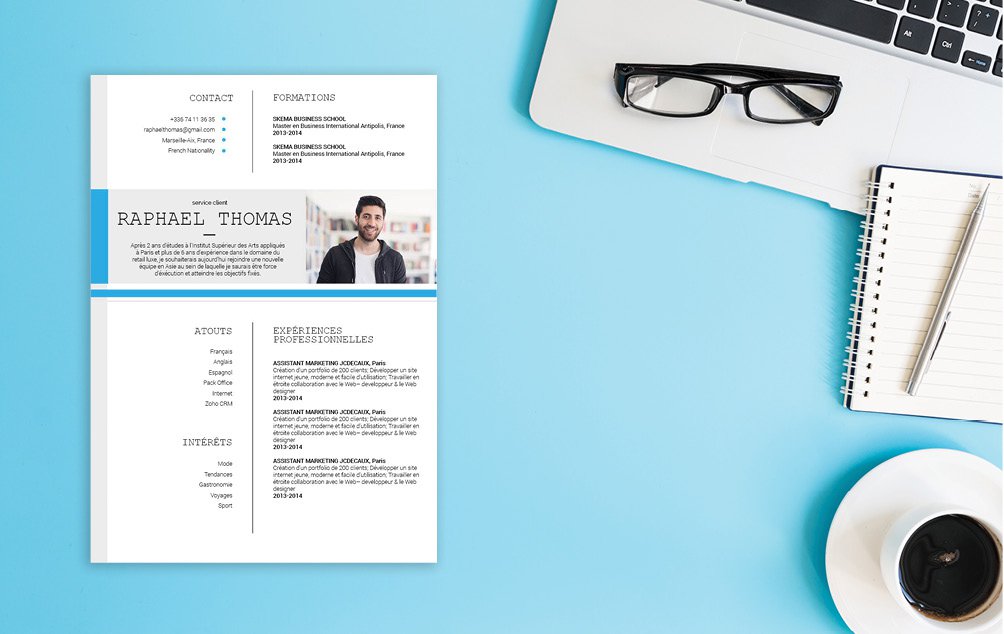 Mycvfactory-cv design-368.jpg Cv avec un style classique. Présentation simple et aérée. Facile à lire avec un impact visuel immédiat