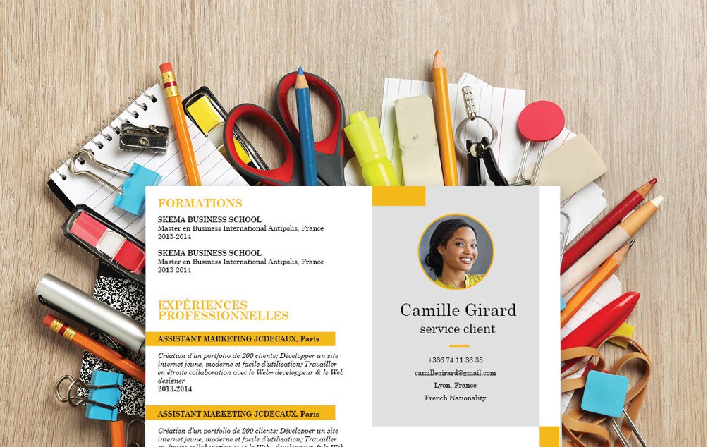 Mycvfactory-cv design-375.jpg Conception recherchée pour ce modèle. Un cv tout en élégance avec de belles couleurs