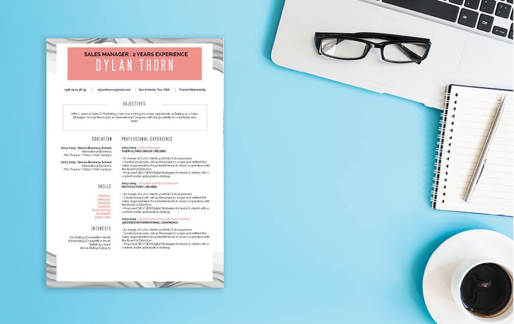 An expertly crafted color scheme, graphics, and styles are found in this simple resume template