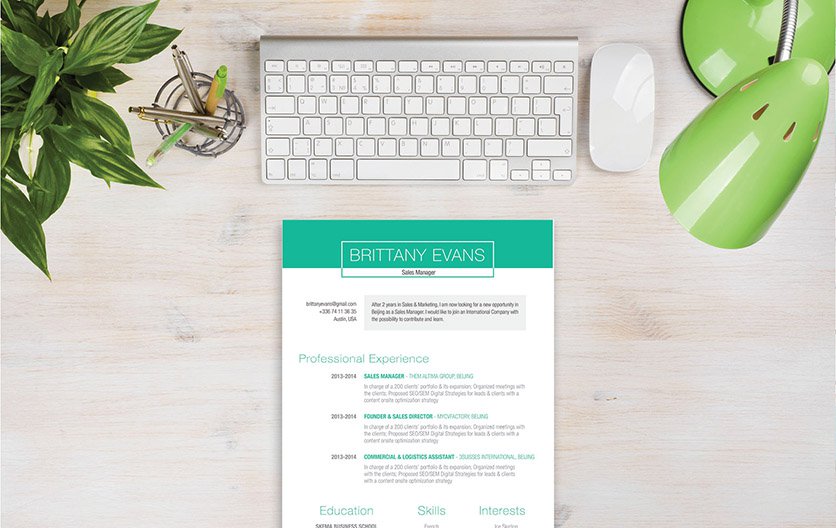 The perfect template to create a professional resume!