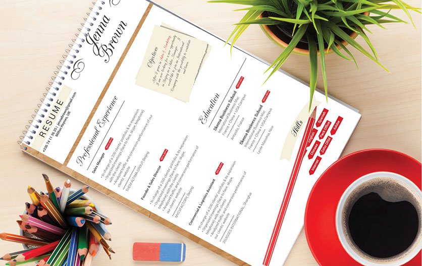 This CV template uses colors and shapes to its advantage
