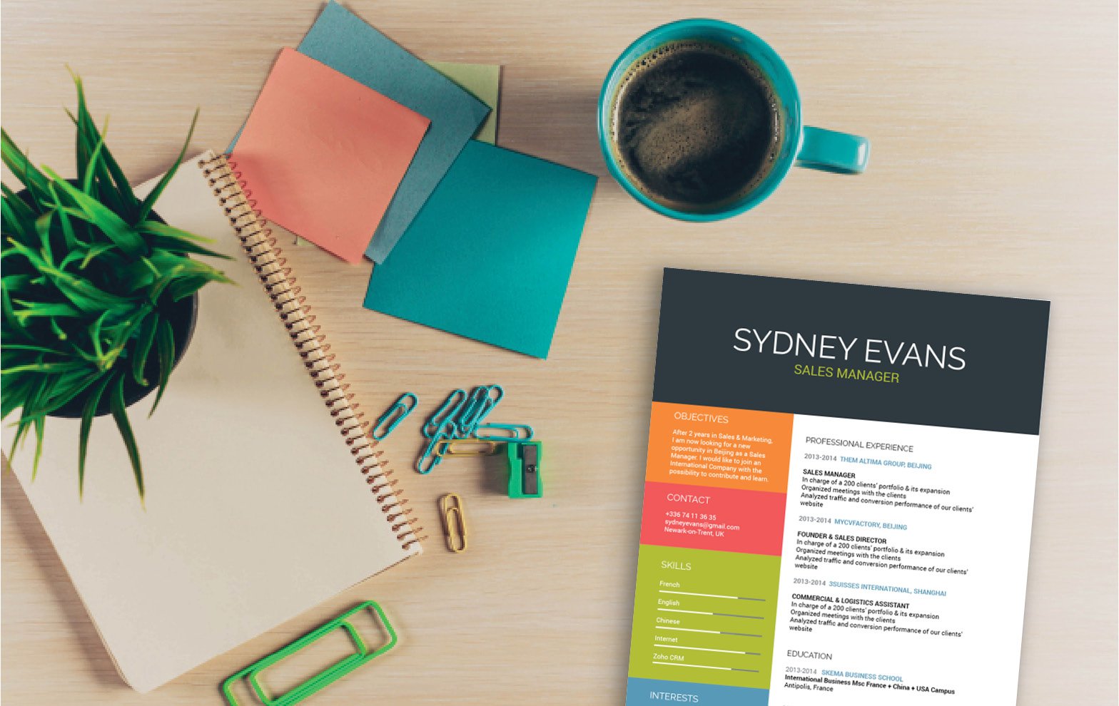 The colors and styles used in this template make for clean and great resume