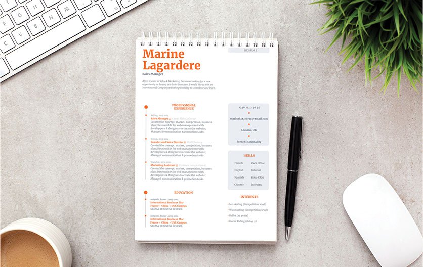 Your potential employer will immediately see you as a perfect candidate thanks to this simple resume template
