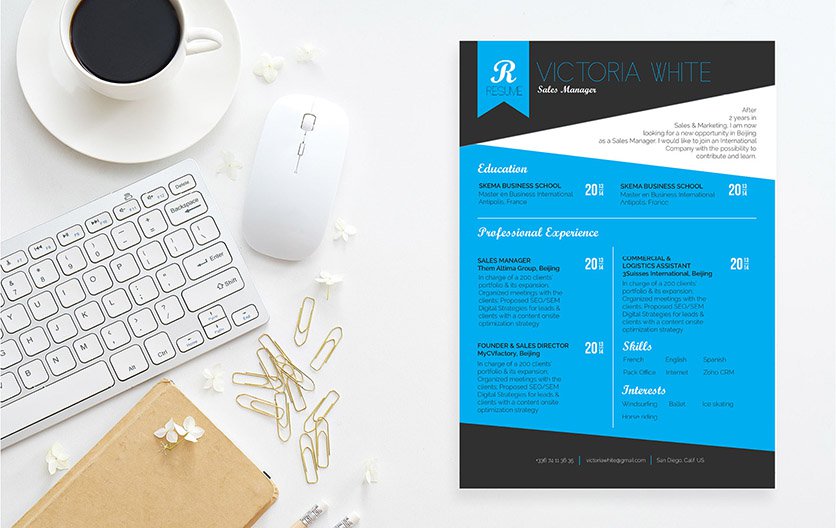 The colors and styles makes this resume template a great choice!