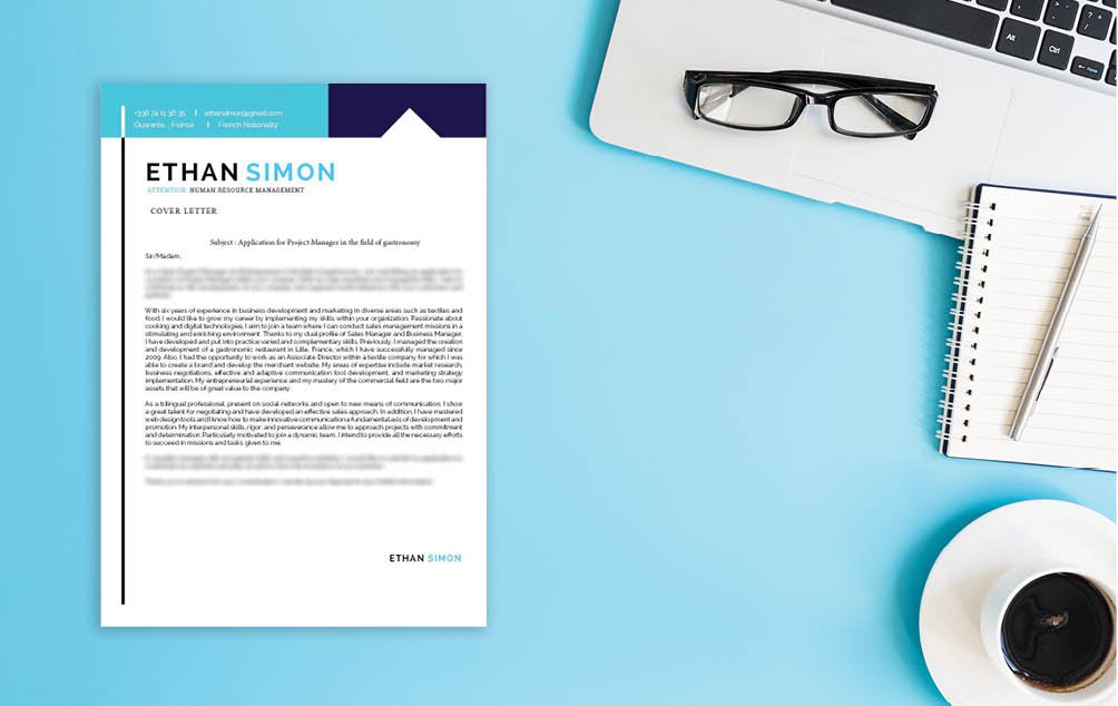This  cover letter template uses colors and shapes to its advantage