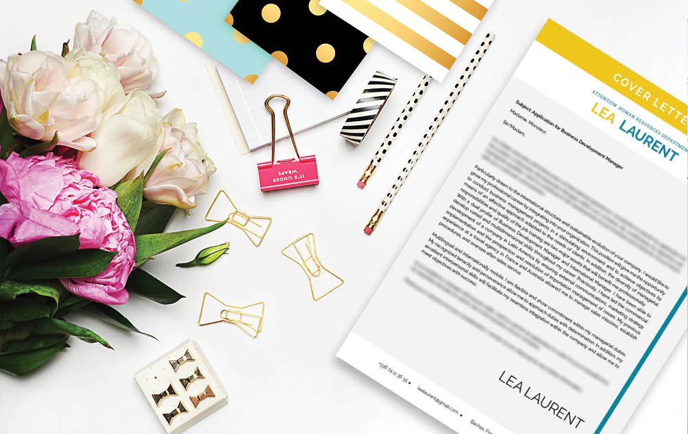 The blend of designs and colors will make this cover letter template a sure winner