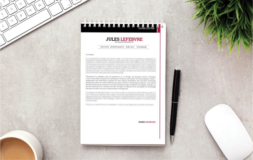 Simple set of colors and styles, a cover letter template