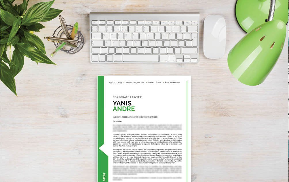 A clean  cover letter format for the law sector