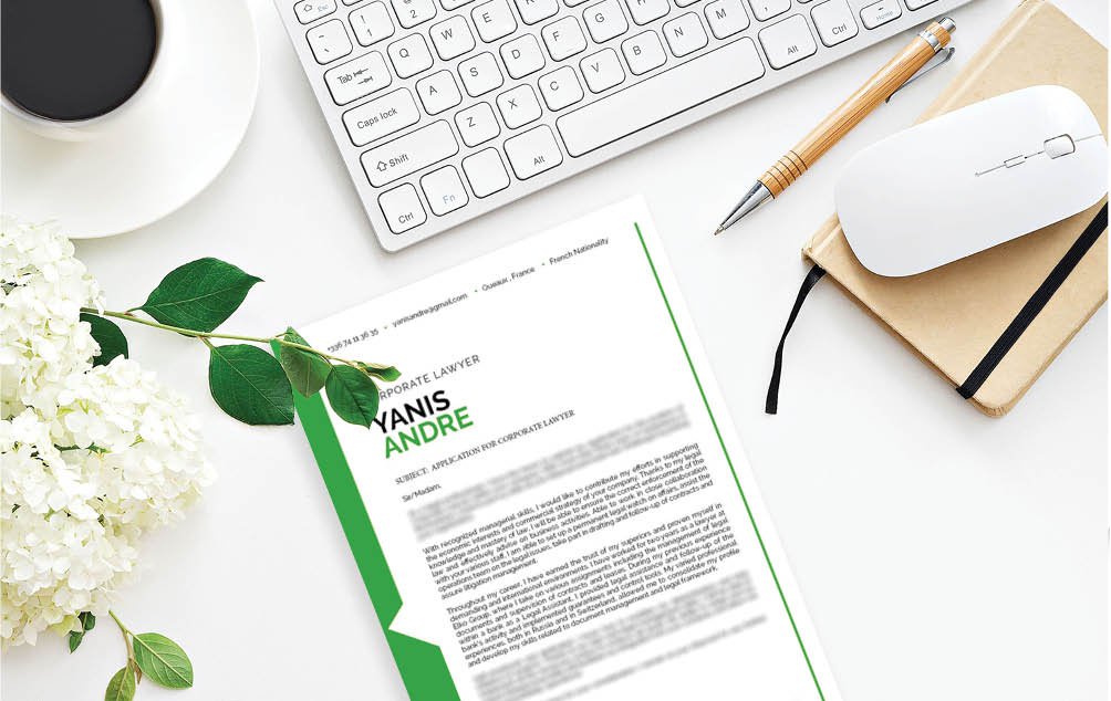 A clean  cover letter format for the lawyer creating their career