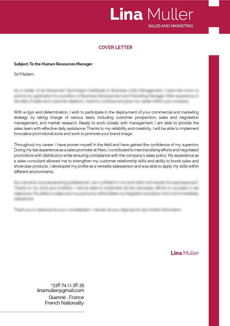 cover letter Marketing Assistant · myCVfactory