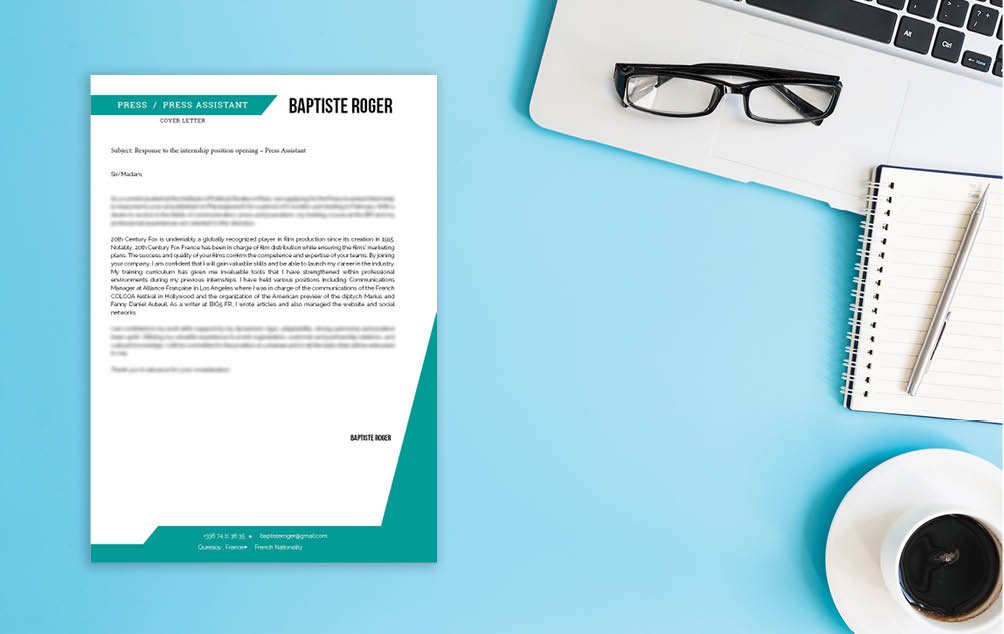 Clean and creative set of colors makes this standard cover letter template more than you bargained for