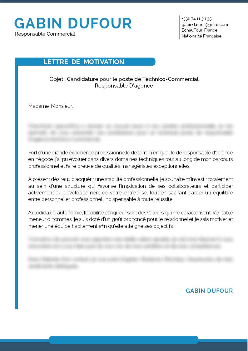 Une lettre de motivation créative où on trouve différentes formes géométriques et de la couleur pour obtenir un document dynamique.