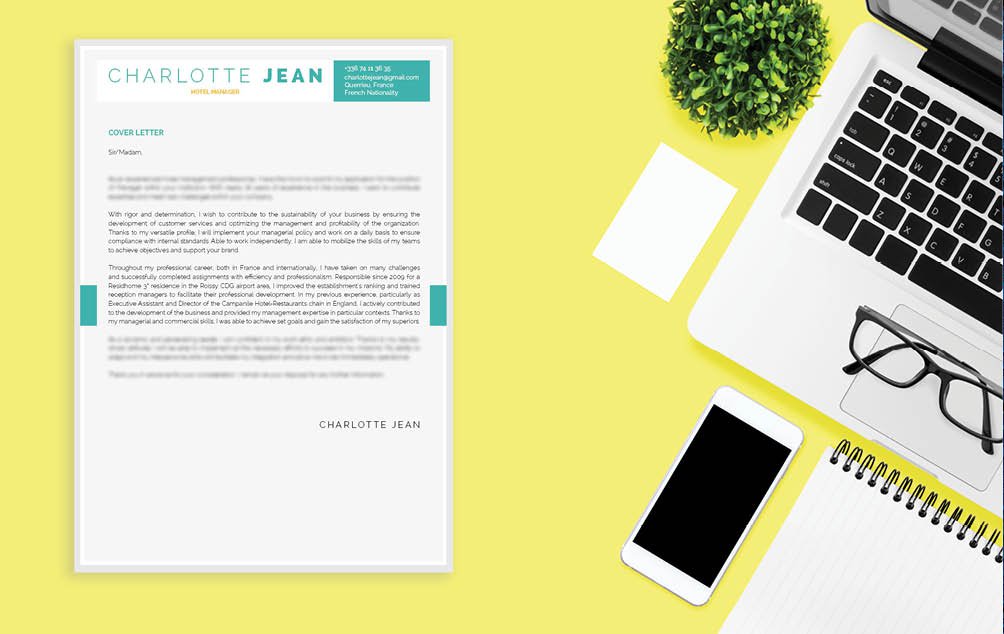 A simple  cover letter format that has an appealing design made for the tourism sector