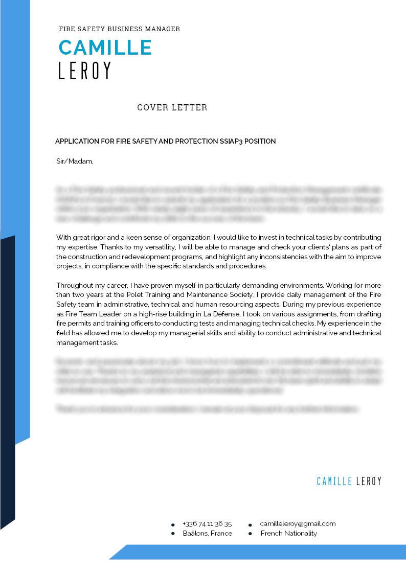 cover letter Security · myCVfactory