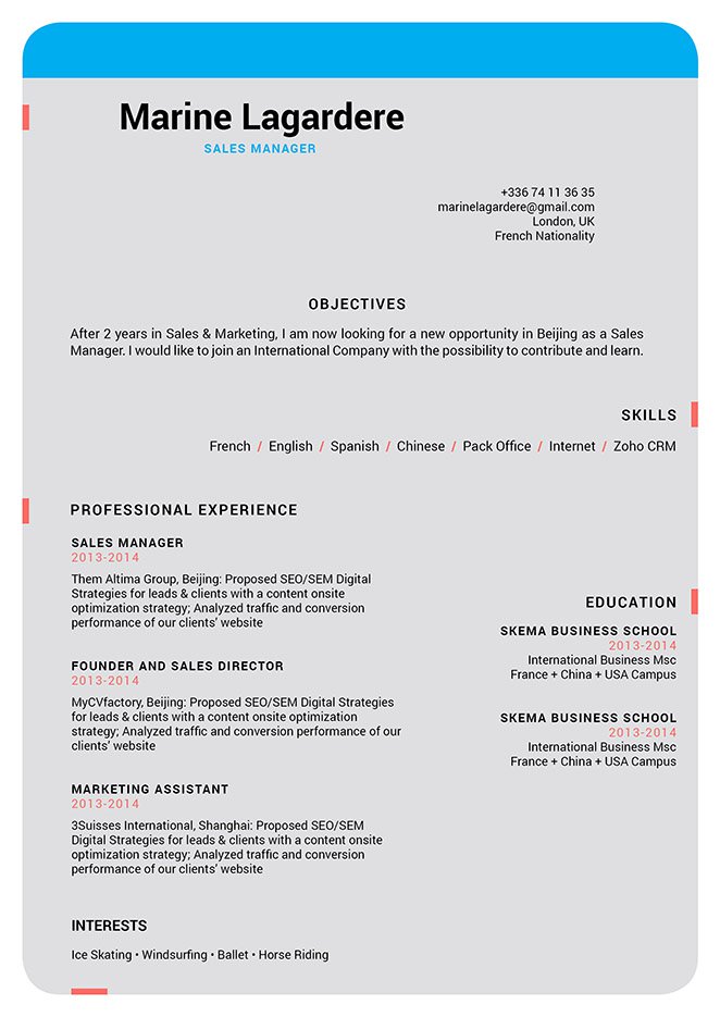 Build a good resume with this template's format and styles made for all job types!