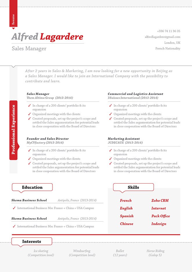 A clean template, the best resume format online!
