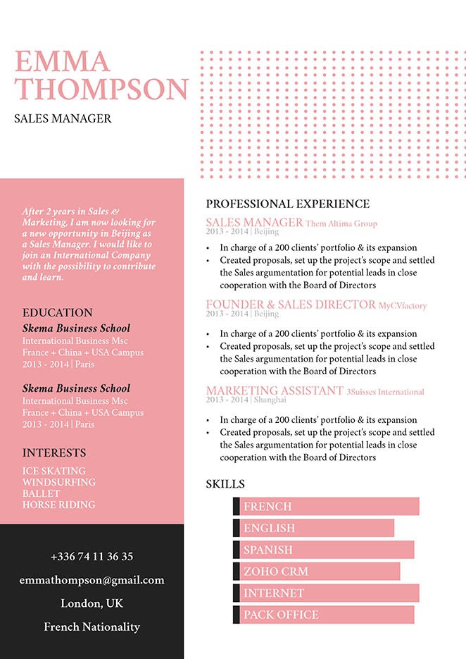 A well-crafter layout is present in this professional resume format
