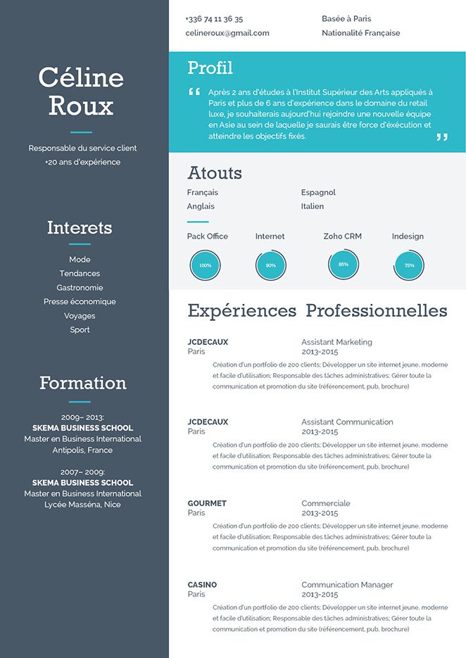 Cv moderne  cv gratuits de qualité premium · myCVfactory