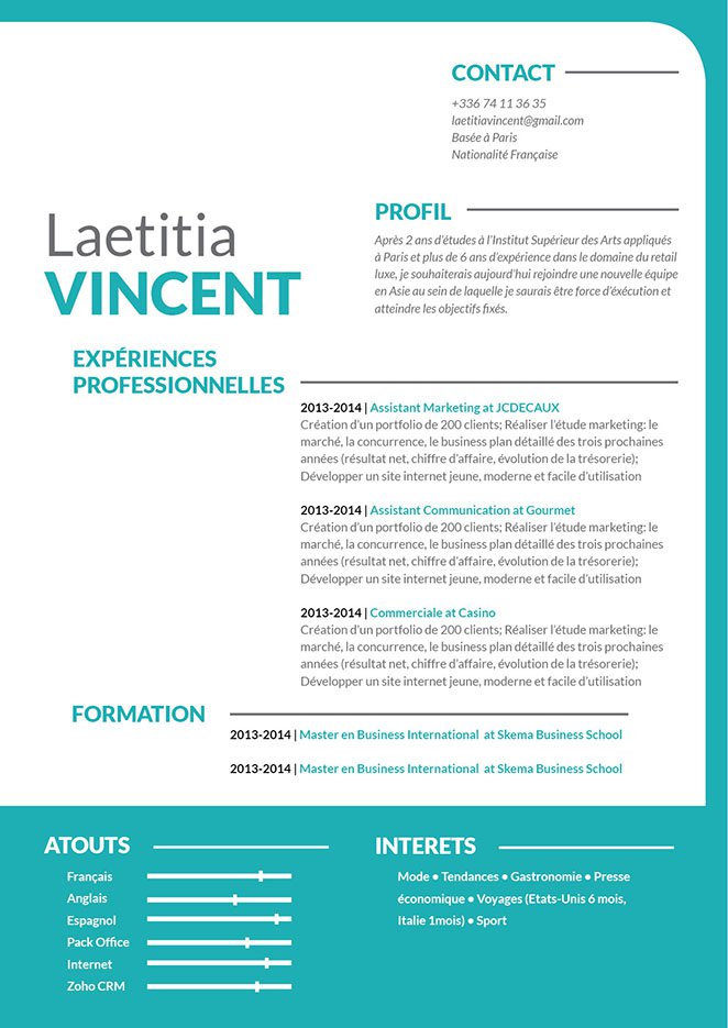 Mise en page cv  les meilleurs cv · myCVfactory