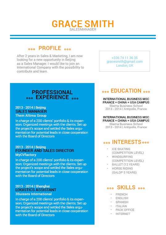 The format mixes perfect with the design to create an effective work resume