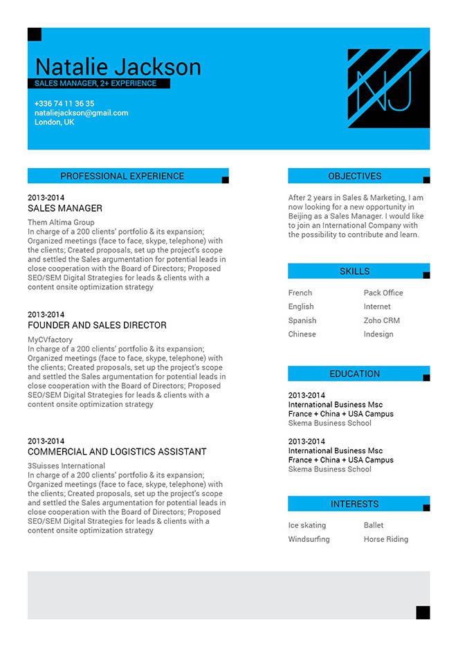 This resume template's format  presents all information with great detail