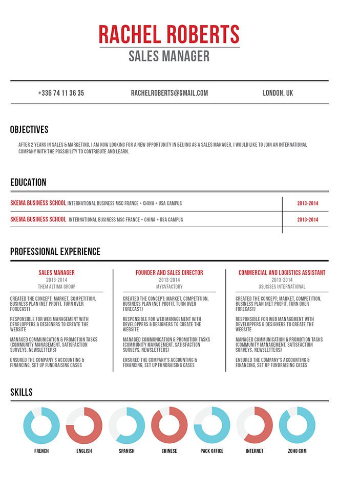 A professional resume sample with a lovely modern format