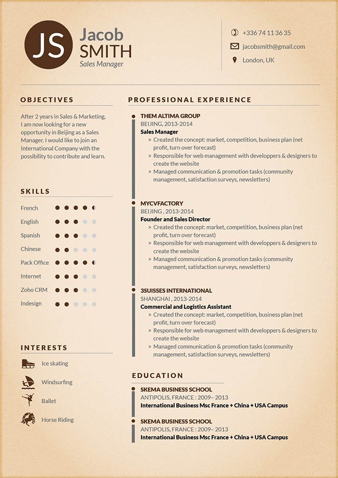 A professional format can be found in this resume template