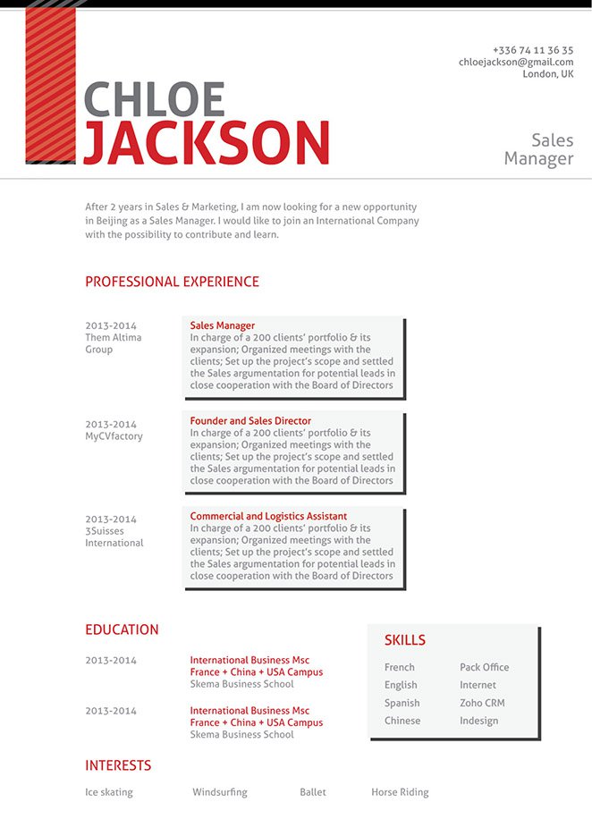 A resume template with a great lay out and format made for the modern work age
