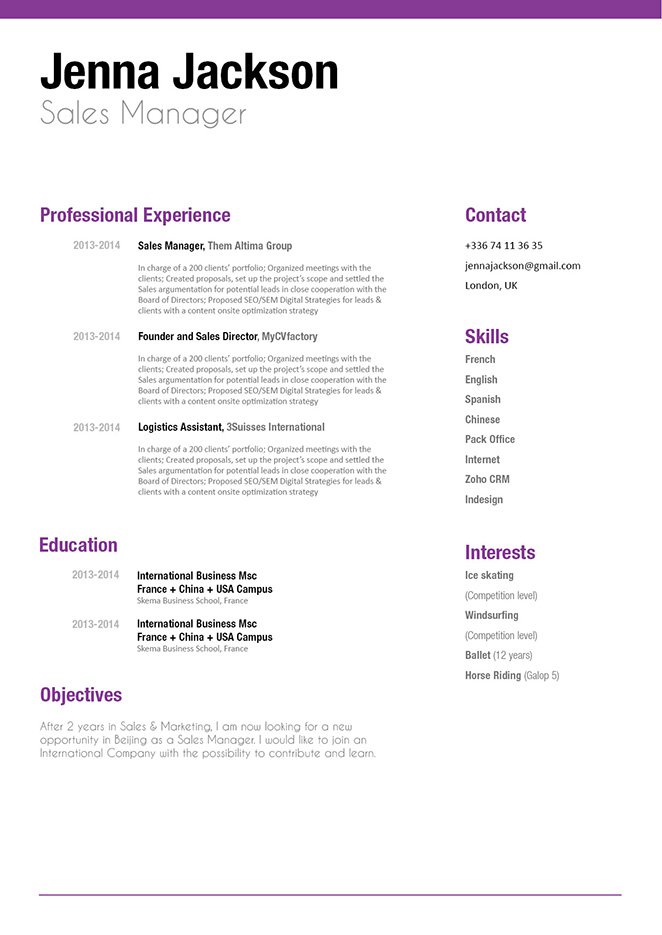 A modern and functional format is present in this professional resume template