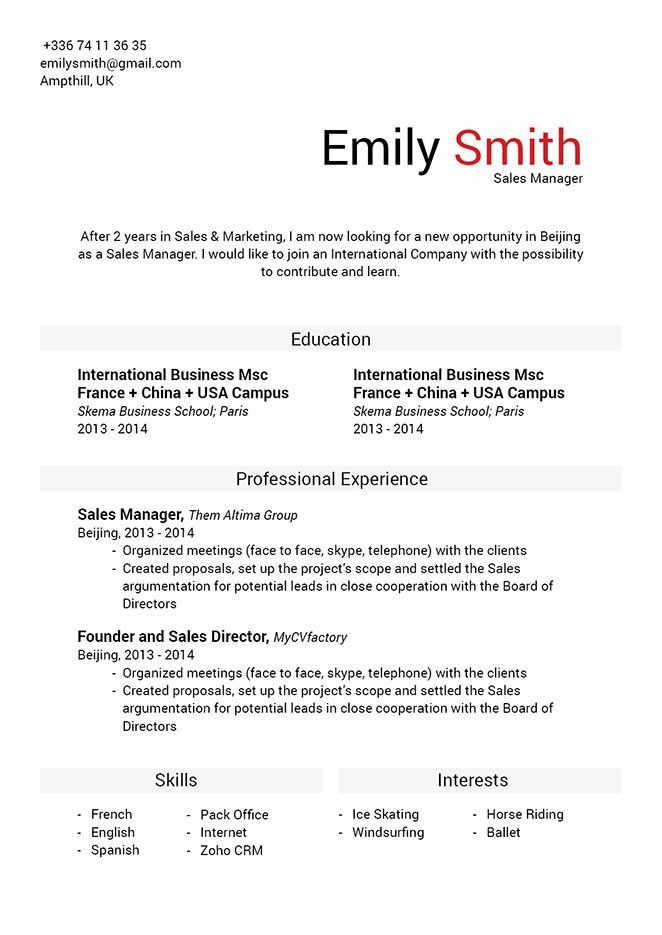 Create the perfect resume with this professional CV format