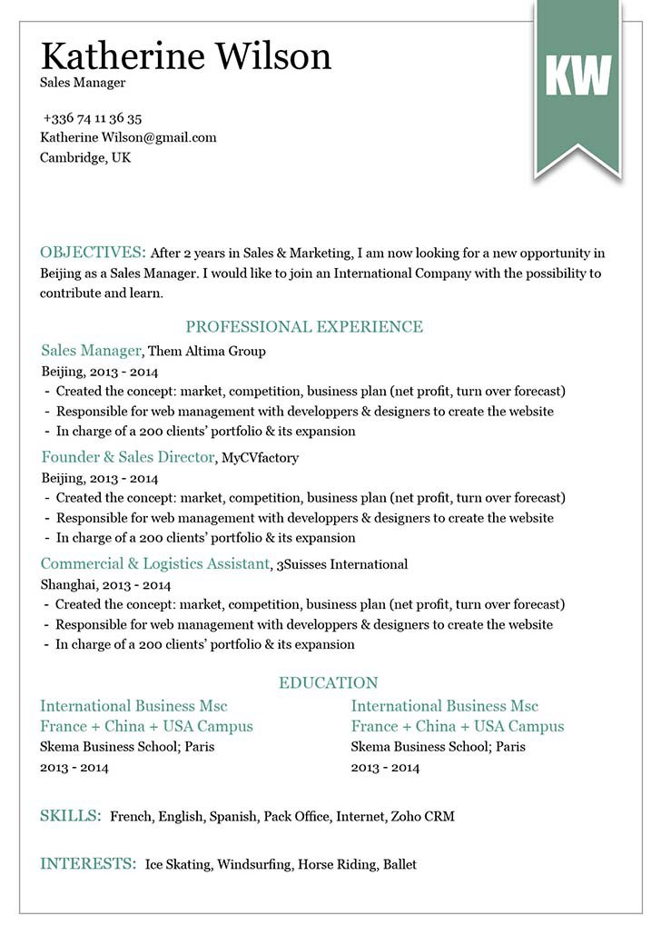 A professional resume with a professional format for all job types