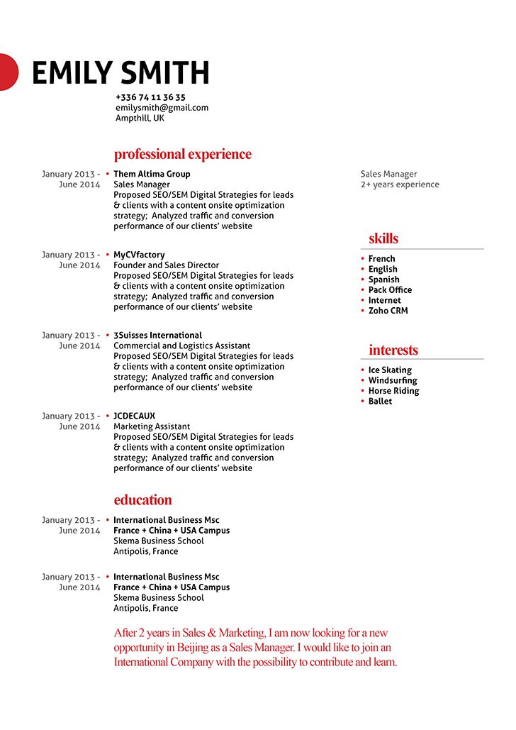 Resume template |Self-starter Resume · myCVfactory