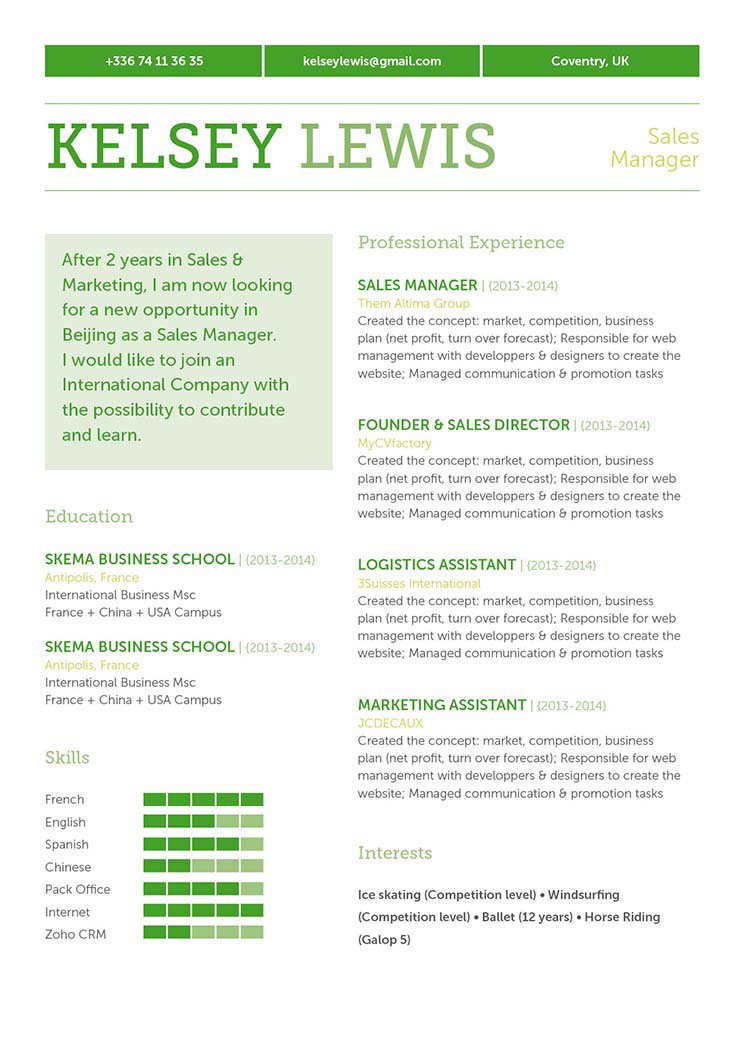 Perfectly crafted sales resume template will all the great parts!