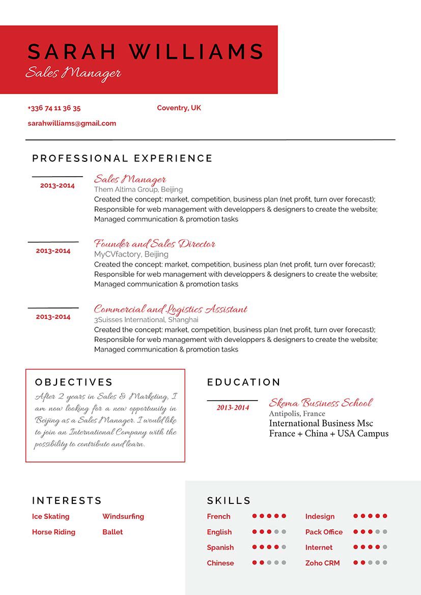 A clean work resume with a great professional format!
