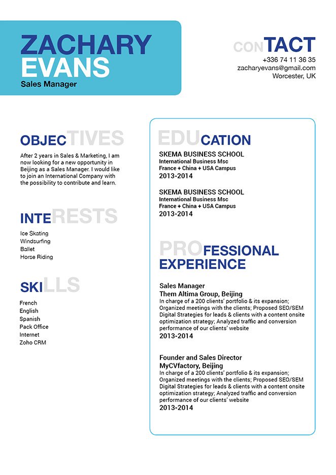 All the essential information is made readily avaialble with this simple resume format