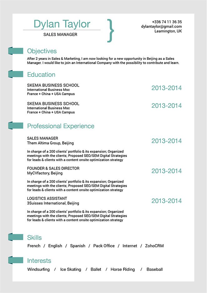 The format is clean and functioal making for a great resume!