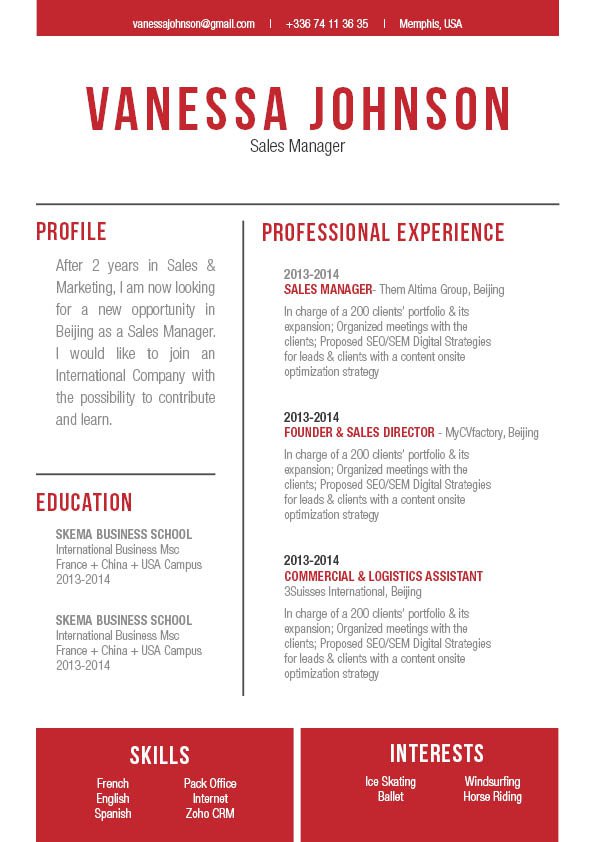 The simple resume format in this template make it easier for your recruiter to spot the essential parts!