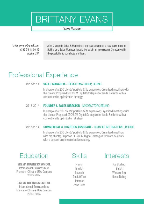 Format and layout is just perfect -- the right template to create a professional resume