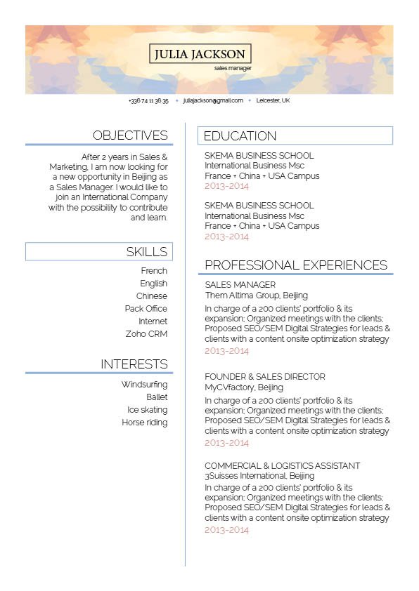 This is one template perfect to create a format of a good resume!