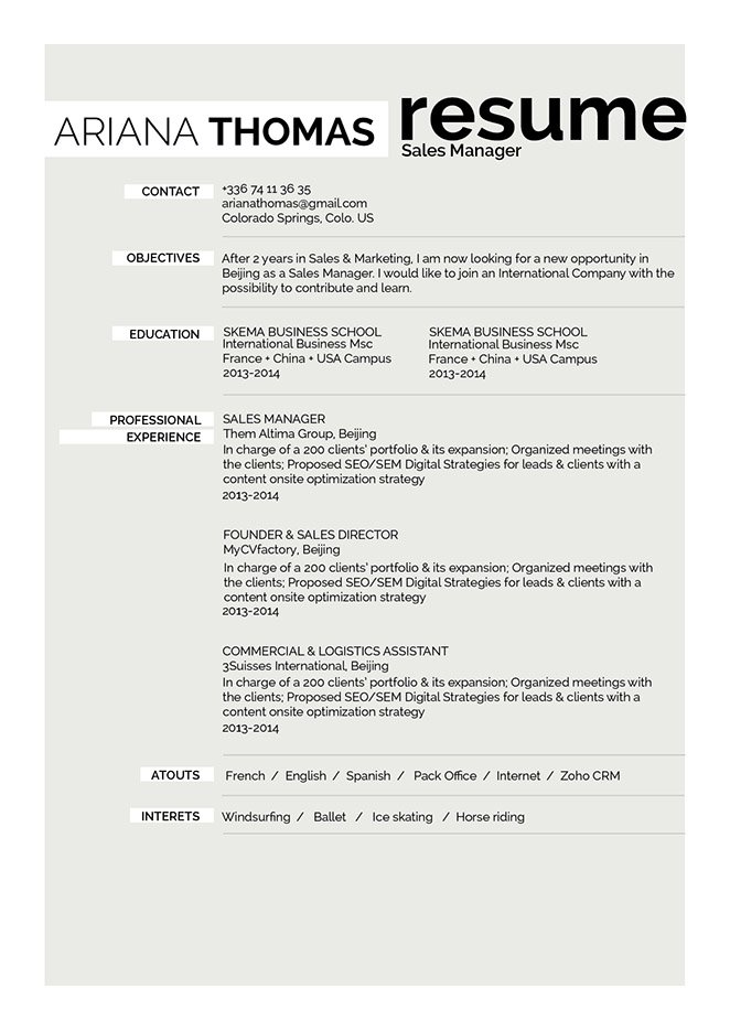 This simple resume format has a clear and clean design made for all job types,