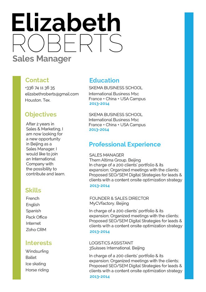 All important details are clearly written in this great resume template
